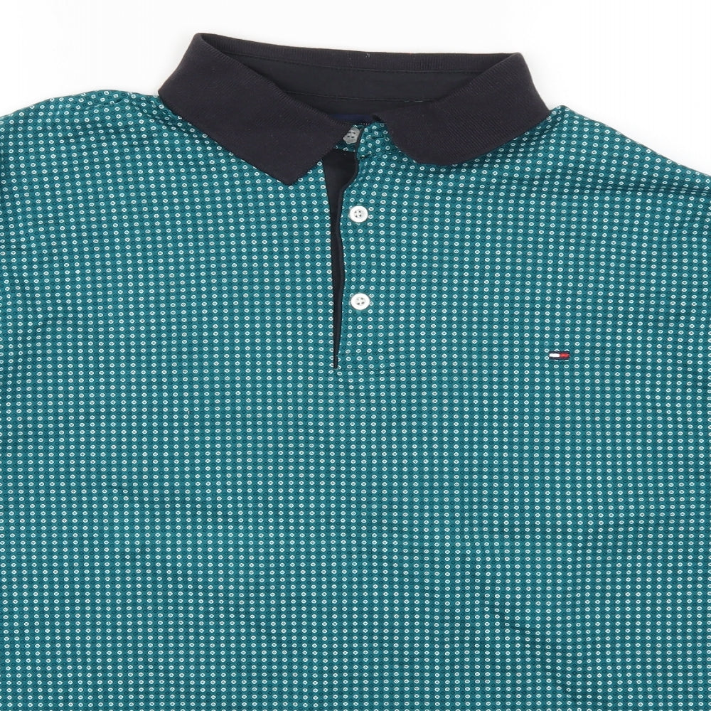 Tommy Hilfiger Mens Blue Geometric   Polo Size 3XL