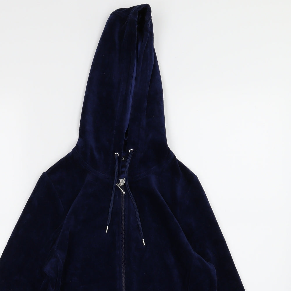 ESMARA Womens Blue  Velour Full Zip Hoodie Size 10