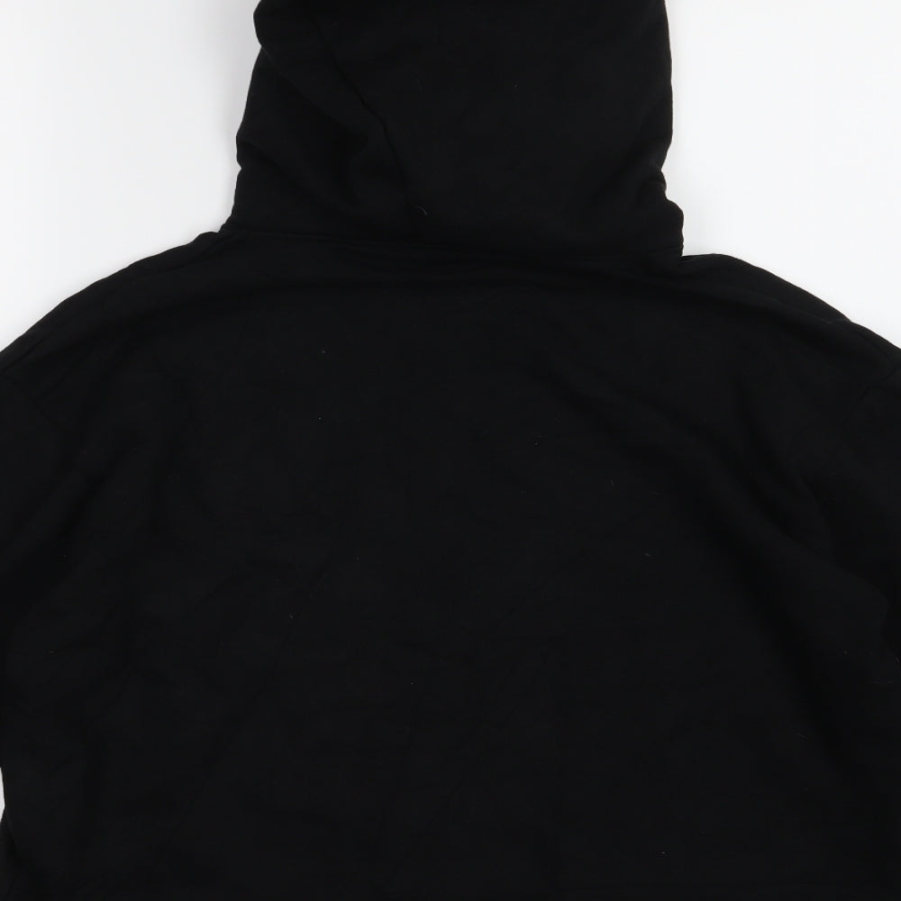 Zara Womens Black Floral Jersey Pullover Hoodie Size M  - Cropped