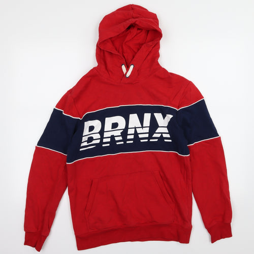 H&M Boys Red Striped Jersey Pullover Hoodie Size 14 Years  - Brnx