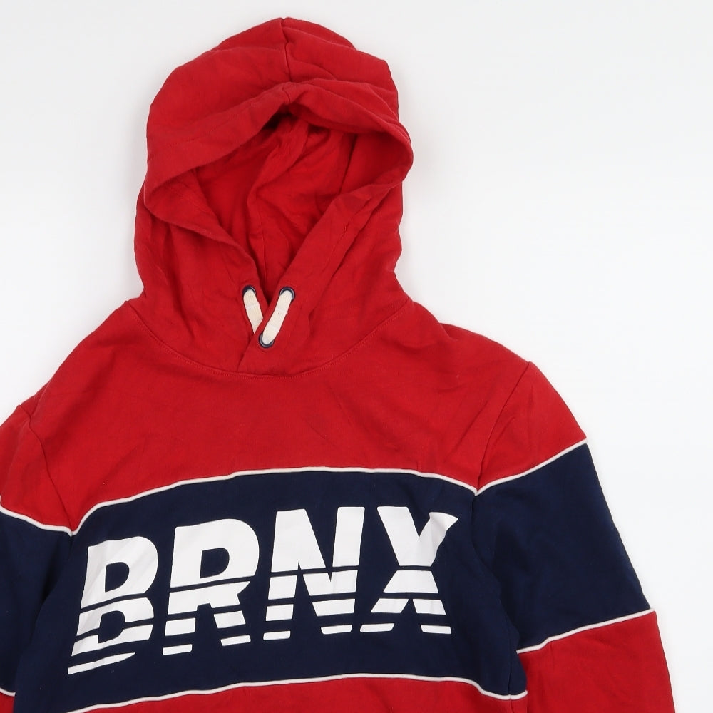 H&M Boys Red Striped Jersey Pullover Hoodie Size 14 Years  - Brnx