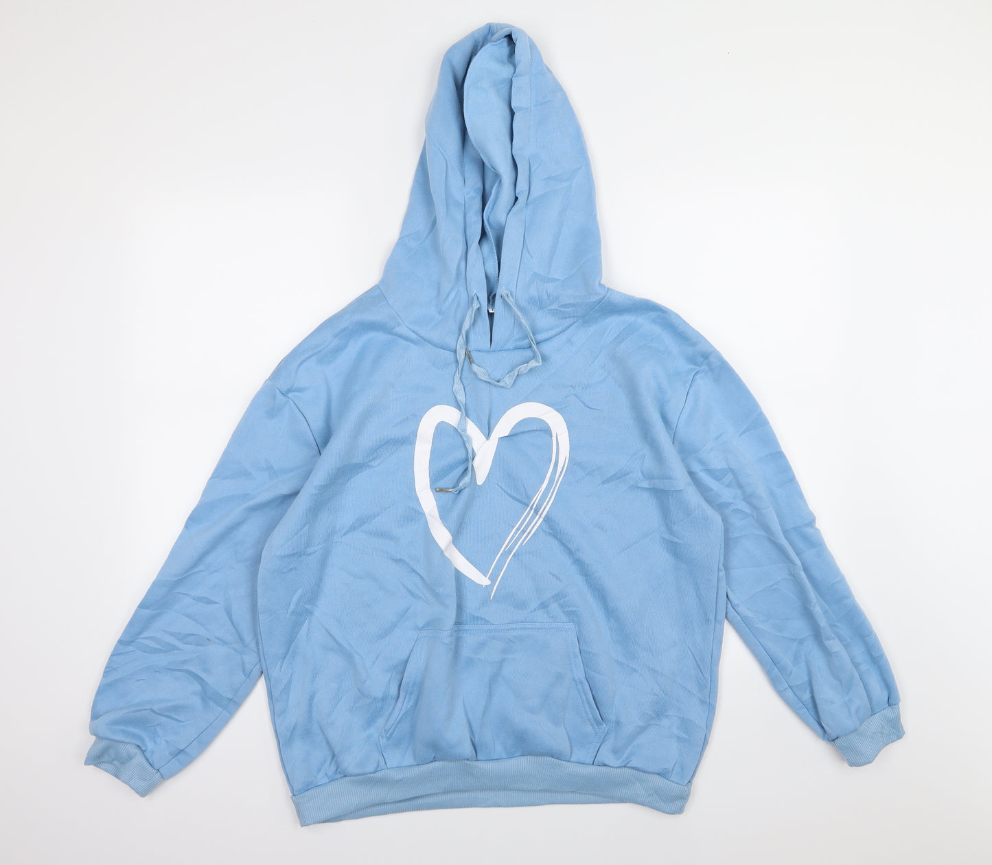 Preworn Womens Blue  Jersey Pullover Hoodie Size L  - Heart