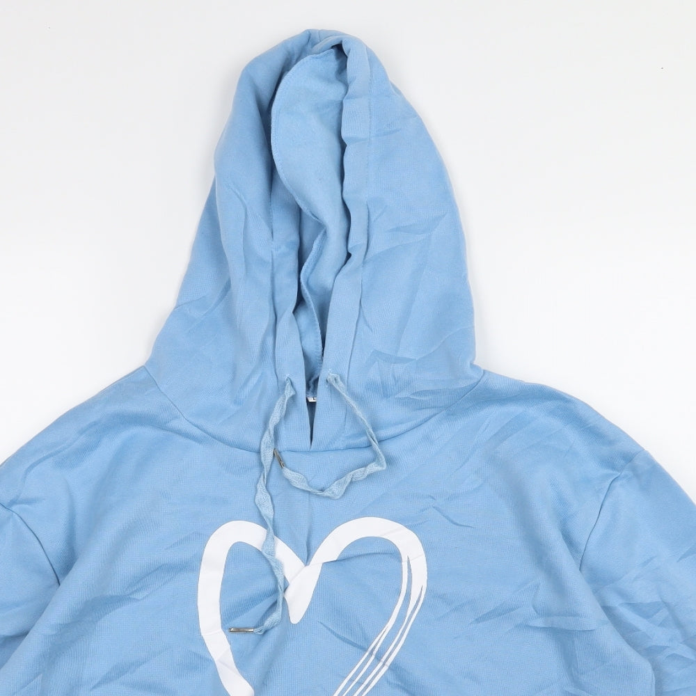 Preworn Womens Blue  Jersey Pullover Hoodie Size L  - Heart