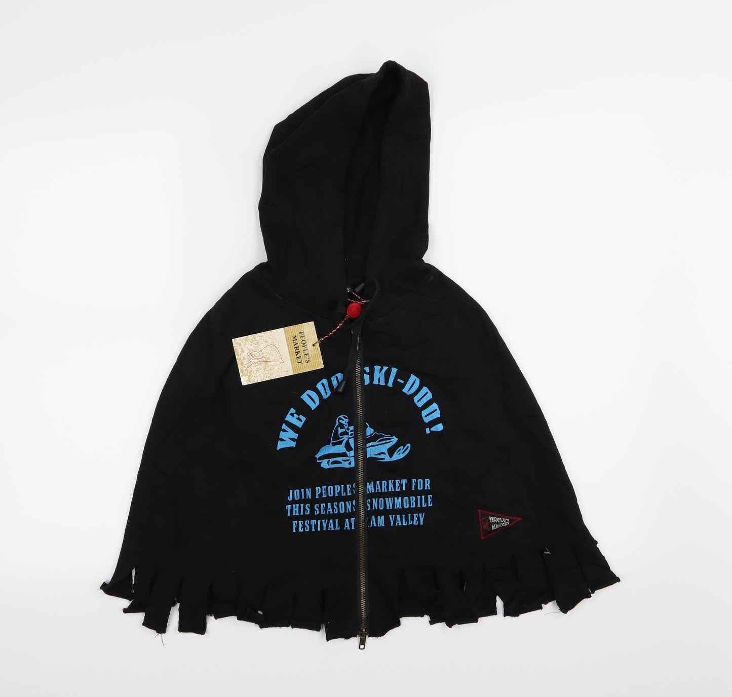 People's Market Womens Black  Jersey Full Zip Hoodie Size S  - Cropped