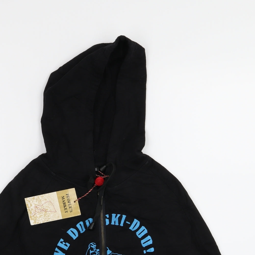 People's Market Womens Black  Jersey Full Zip Hoodie Size S  - Cropped