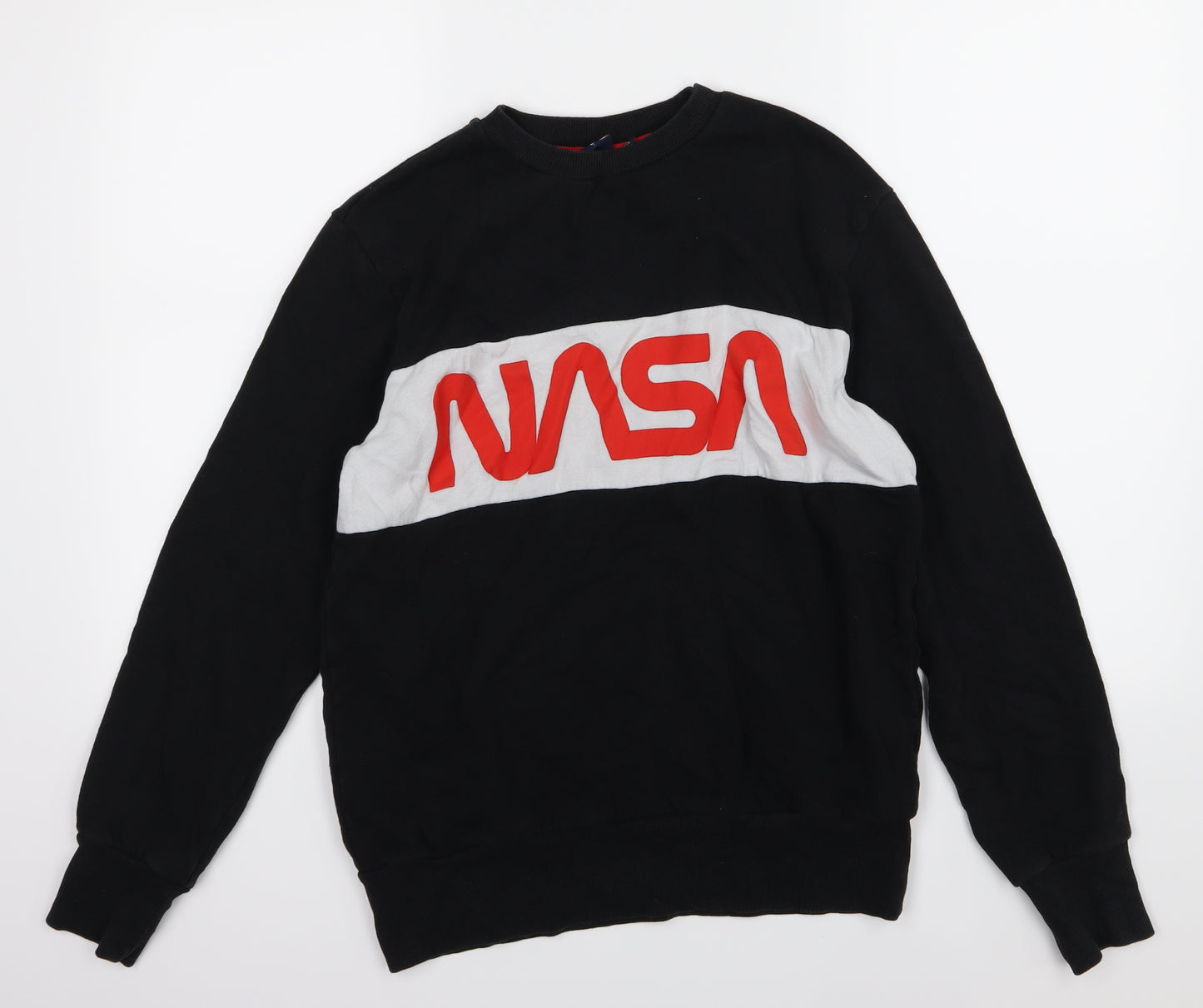 Primark Mens Black Striped Jersey Pullover Sweatshirt Size M  - NASA