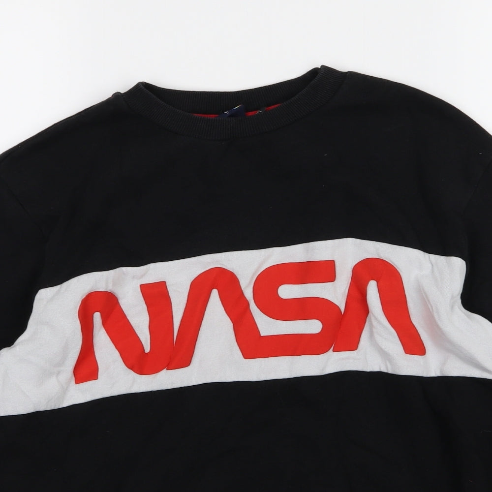 Primark Mens Black Striped Jersey Pullover Sweatshirt Size M  - NASA