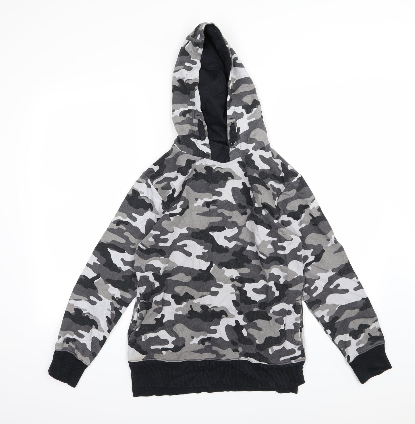 Matalan Boys Grey Camouflage Jersey Pullover Hoodie Size 12 Years