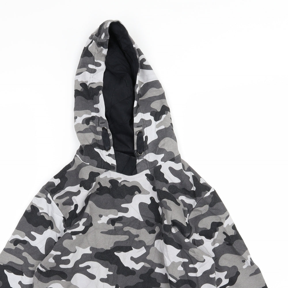 Matalan Boys Grey Camouflage Jersey Pullover Hoodie Size 12 Years