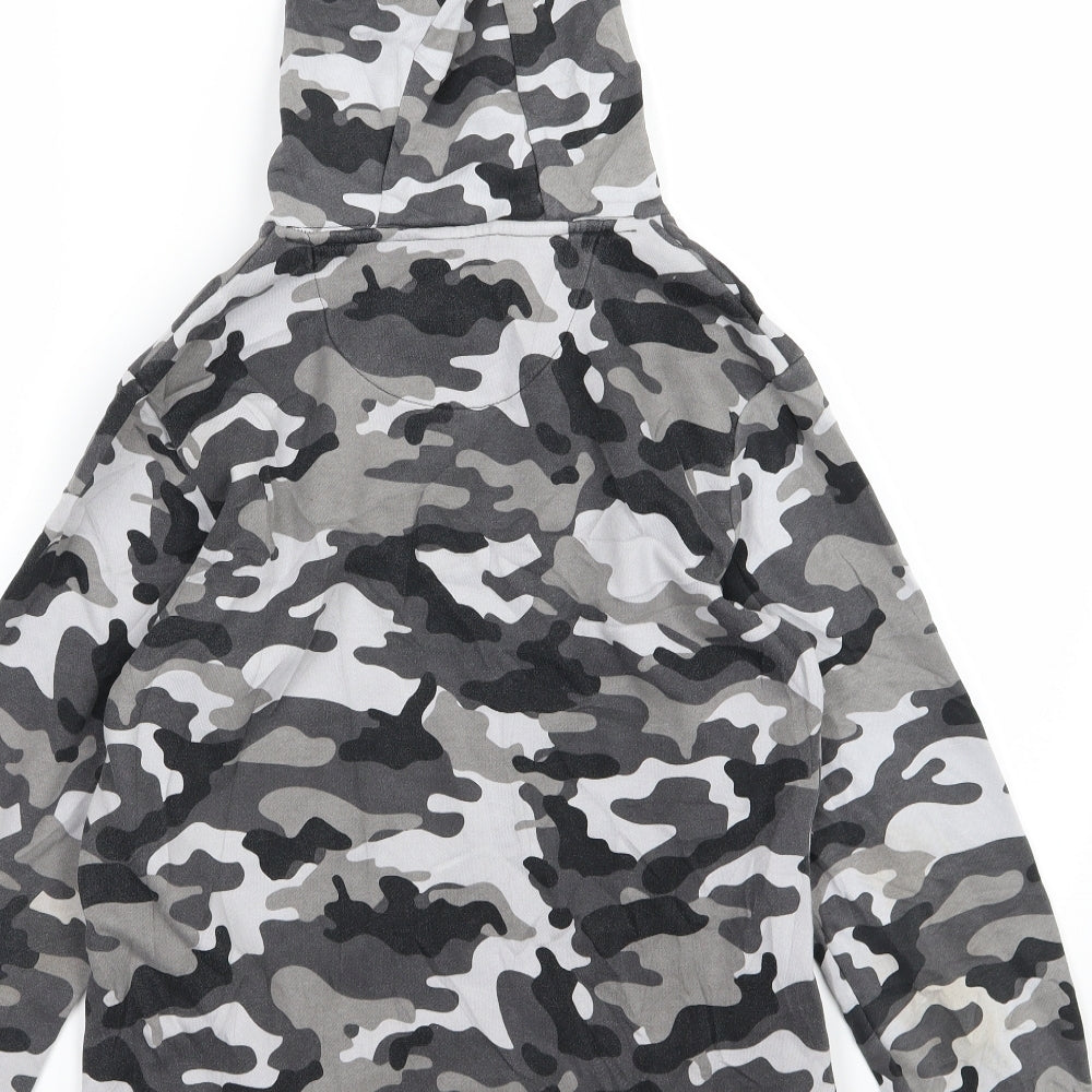 Matalan Boys Grey Camouflage Jersey Pullover Hoodie Size 12 Years