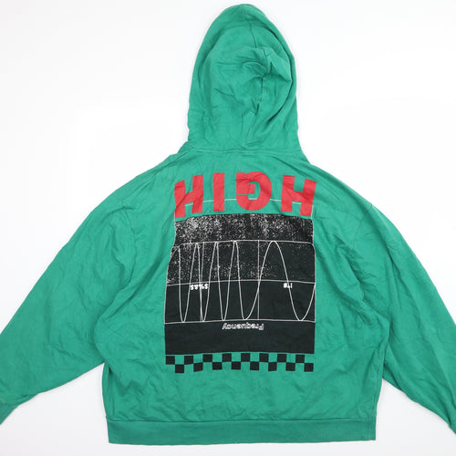 COLLUSION Mens Green  Jersey Pullover Hoodie Size 4XL  - high Freqency