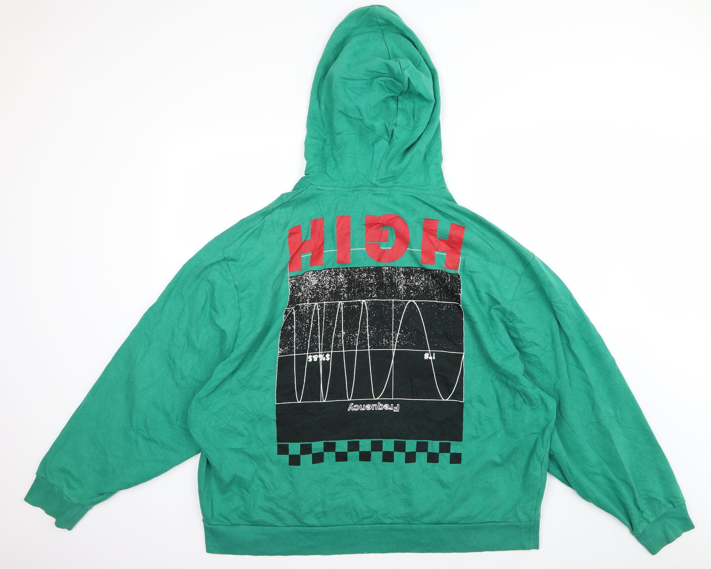 COLLUSION Mens Green  Jersey Pullover Hoodie Size 4XL  - high Freqency