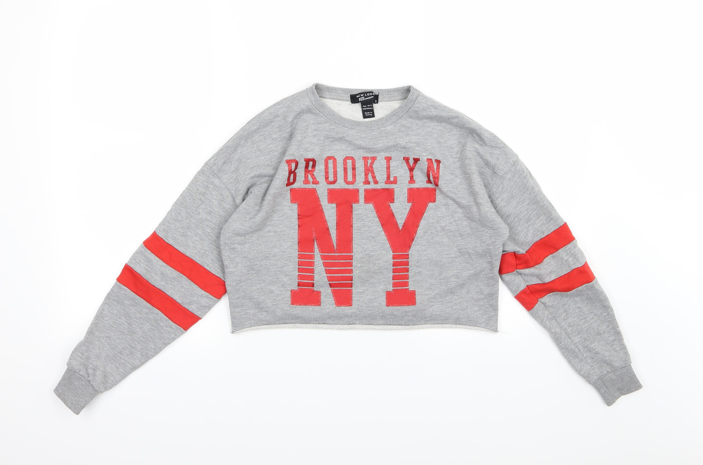 New Look Girls Grey Striped Jersey Pullover Sweatshirt Size 10-11 Years  - Brooklyn
