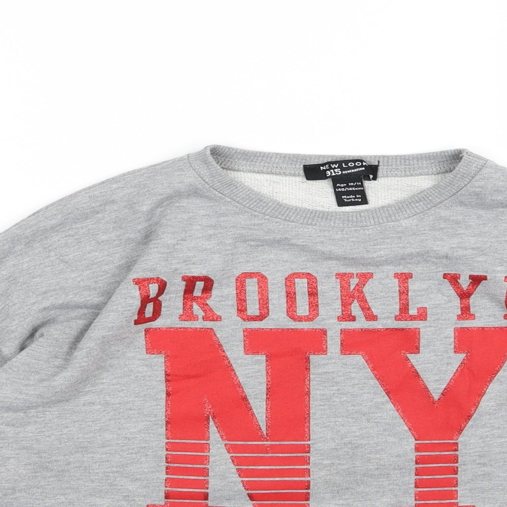 New Look Girls Grey Striped Jersey Pullover Sweatshirt Size 10-11 Years  - Brooklyn