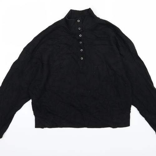 Weekday Womens Black  Jersey Pullover Sweatshirt Size S