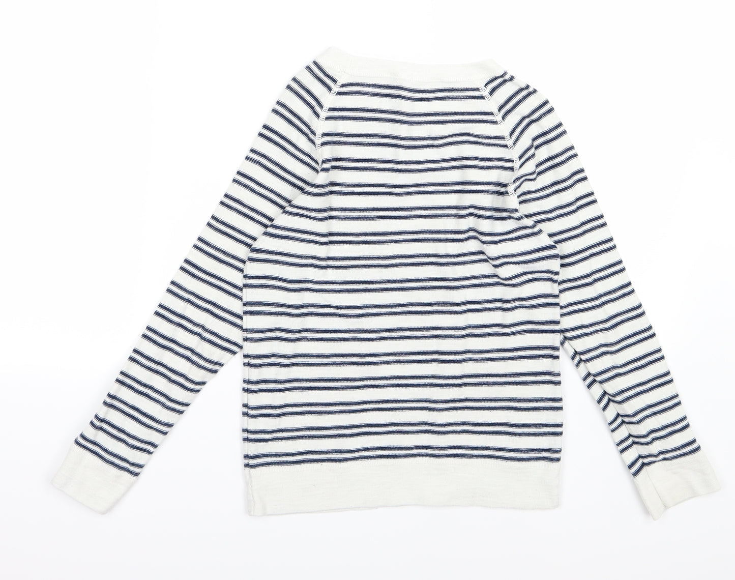 H&M Girls White Striped Knit Pullover Jumper Size 8-9 Years