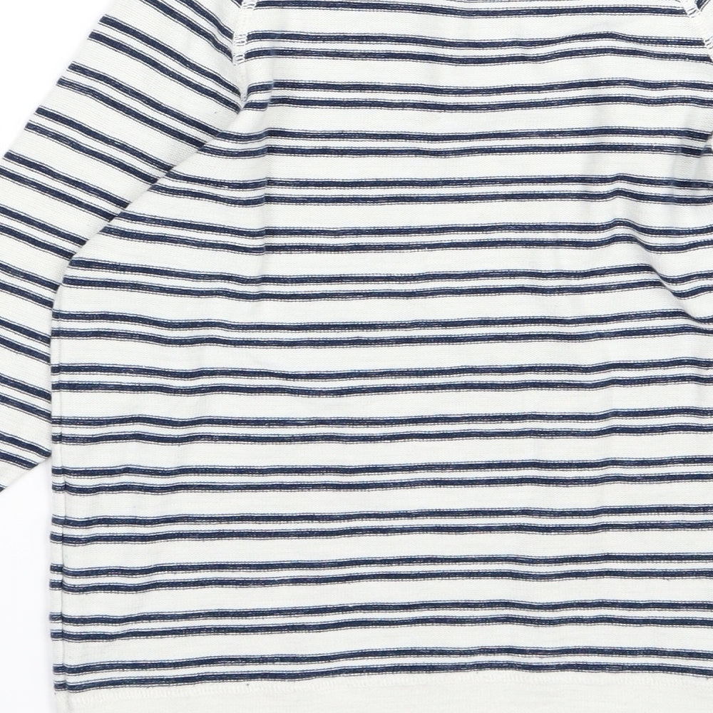 H&M Girls White Striped Knit Pullover Jumper Size 8-9 Years
