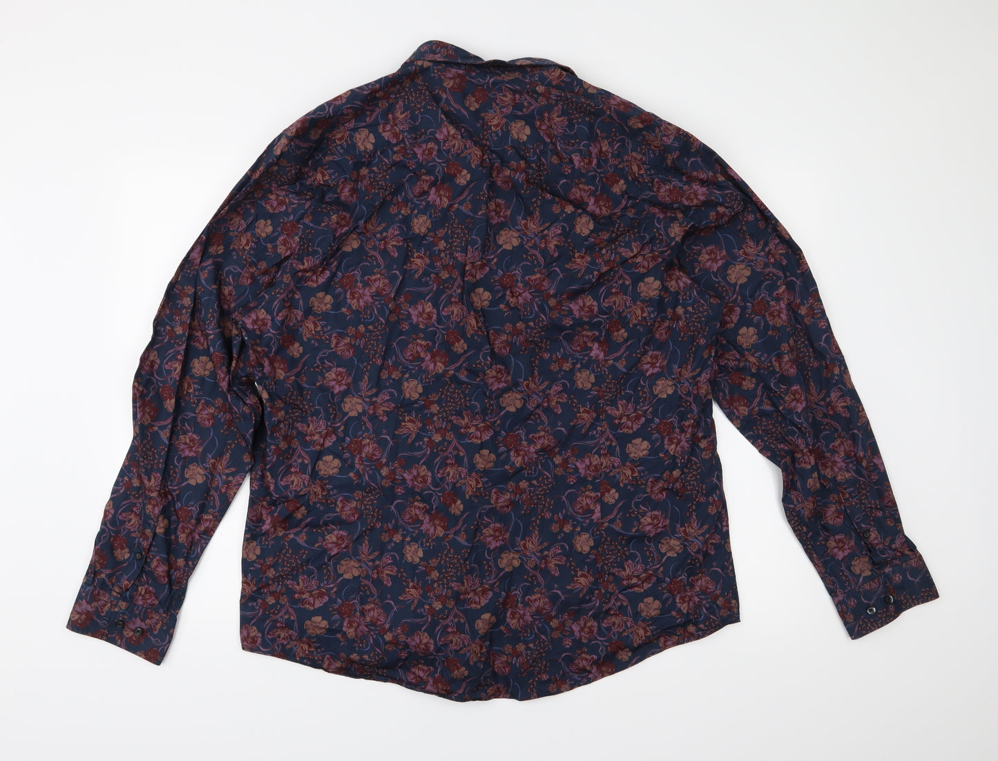 TU Mens Blue Floral   Button-Up Size XL