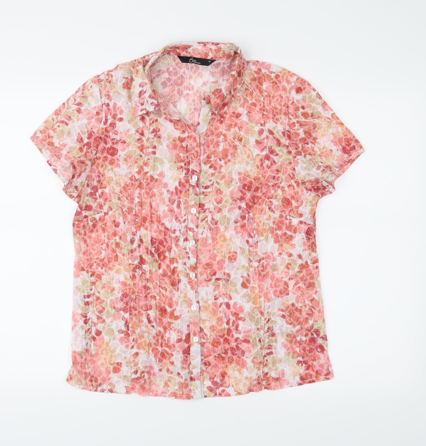 Bonmarché Womens Pink Floral  Basic Blouse Size 14