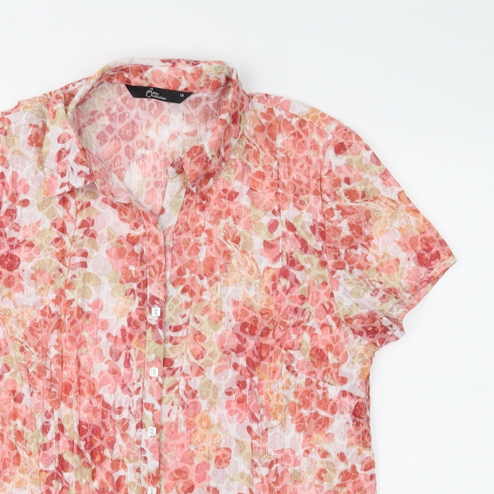 Bonmarché Womens Pink Floral  Basic Blouse Size 14