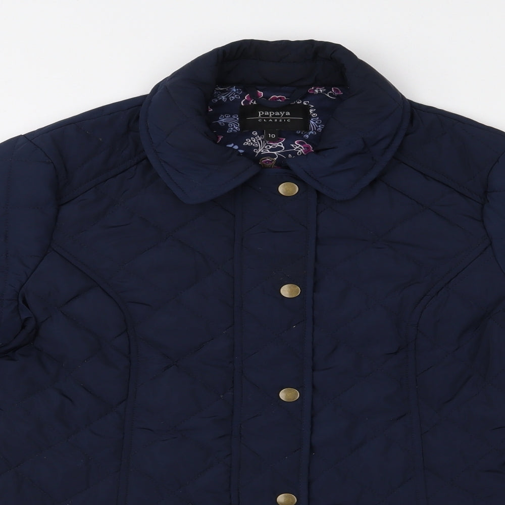 Papaya Womens Blue   Quilted Jacket Size 10