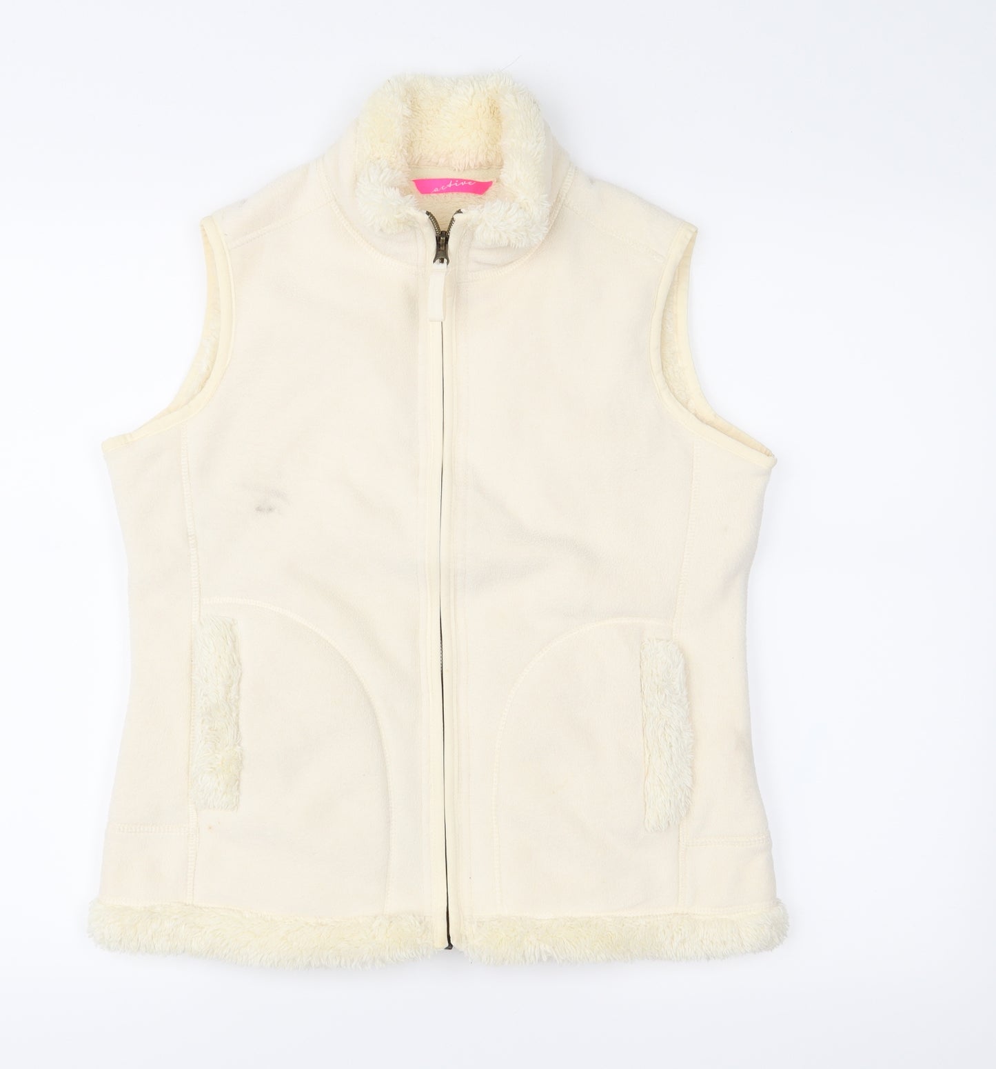 Marks and Spencer Womens Ivory  Fleece Gilet Waistcoat Size 12