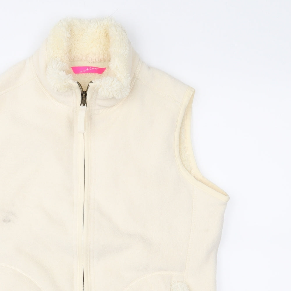 Marks and Spencer Womens Ivory  Fleece Gilet Waistcoat Size 12