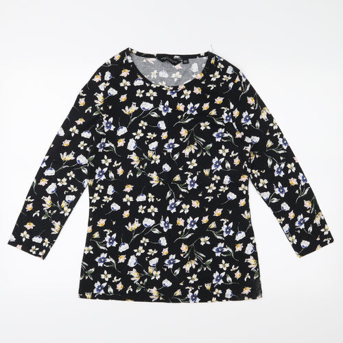 Dorothy Perkins Womens Black Floral Jersey Basic T-Shirt Size 10