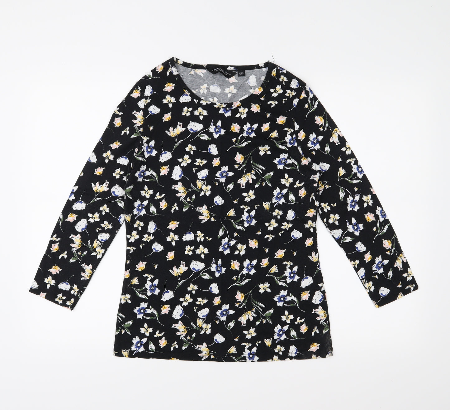 Dorothy Perkins Womens Black Floral Jersey Basic T-Shirt Size 10