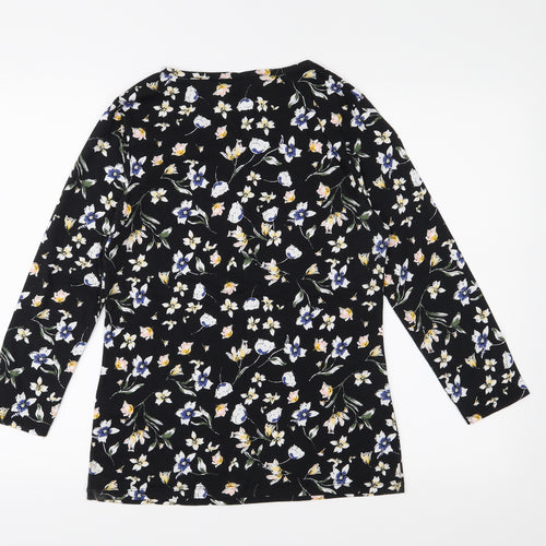 Dorothy Perkins Womens Black Floral Jersey Basic T-Shirt Size 10