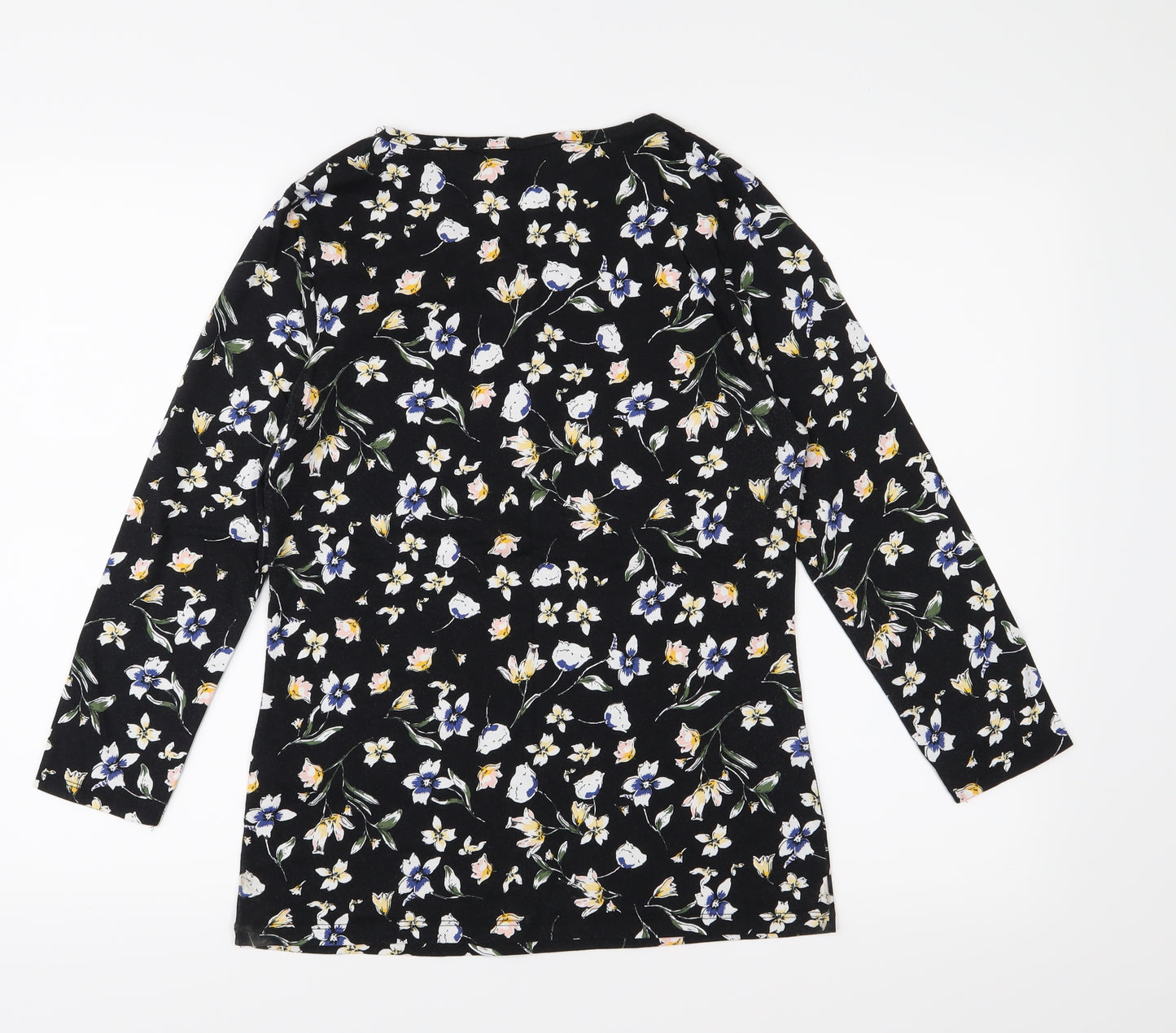 Dorothy Perkins Womens Black Floral Jersey Basic T-Shirt Size 10