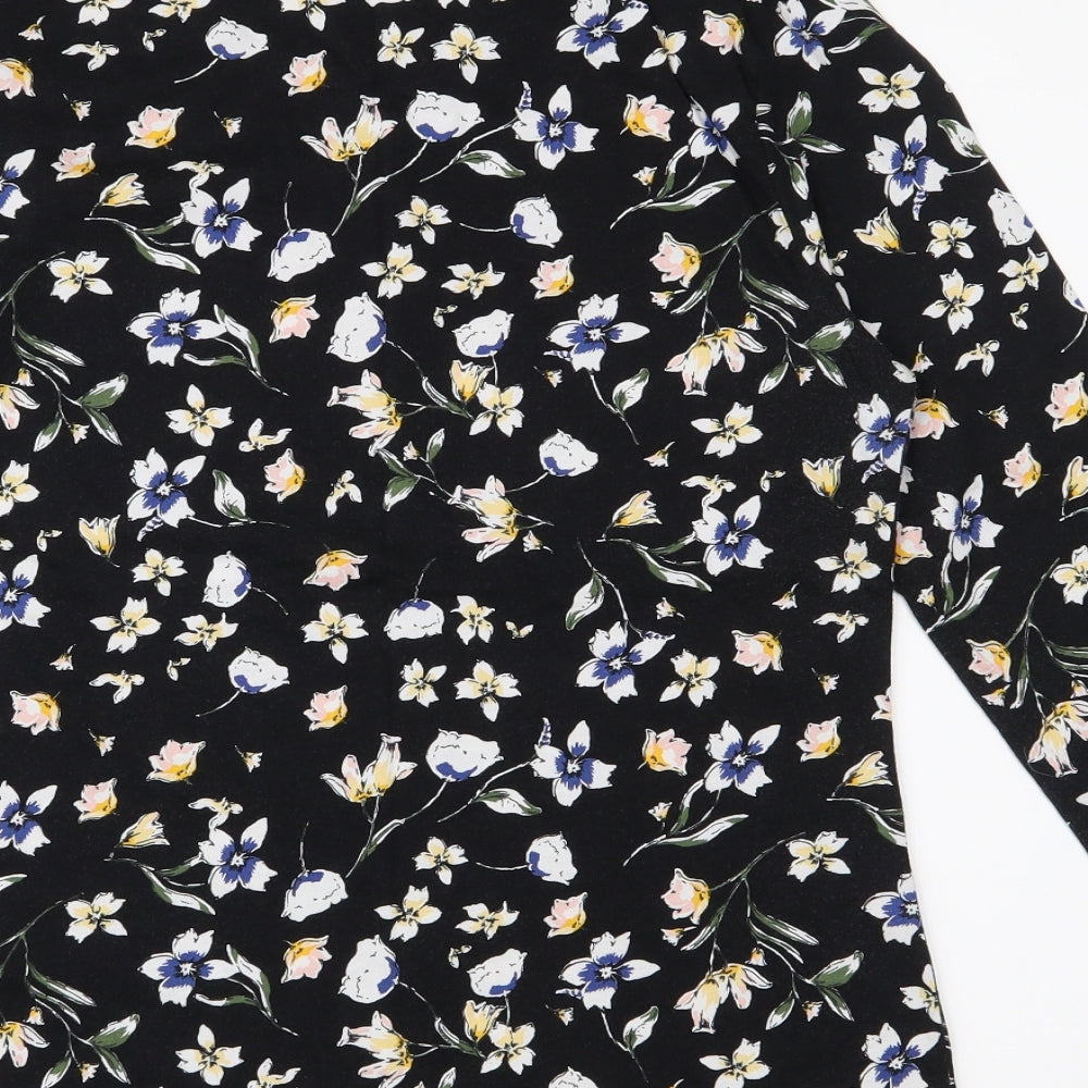 Dorothy Perkins Womens Black Floral Jersey Basic T-Shirt Size 10