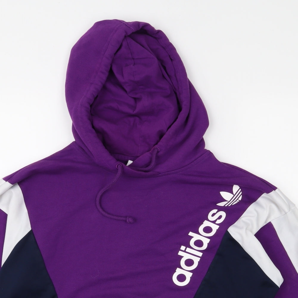 adidas Womens Purple  Jersey Pullover Hoodie Size 4  - Cropped
