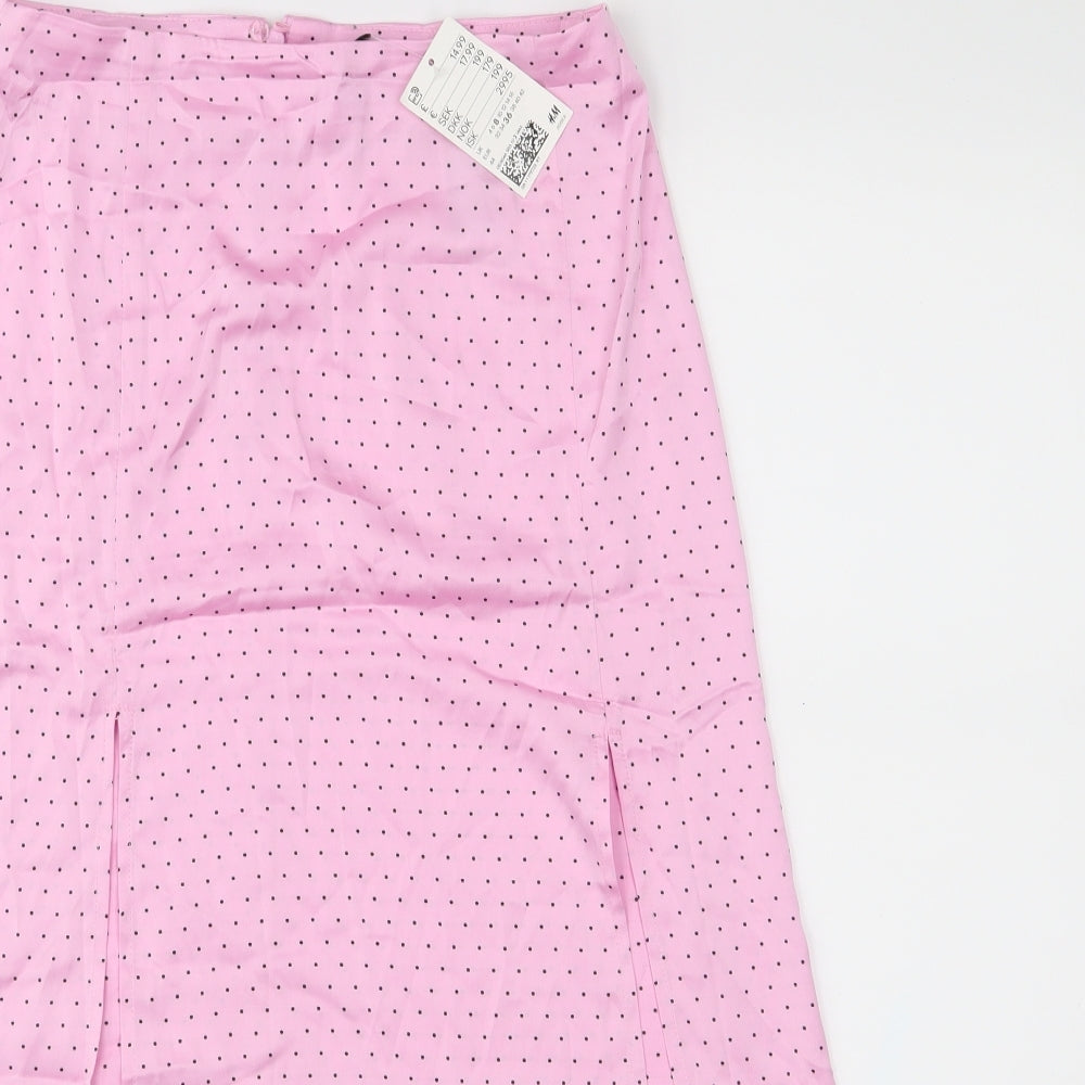 Divided Womens Pink Polka Dot  A-Line Skirt Size 8