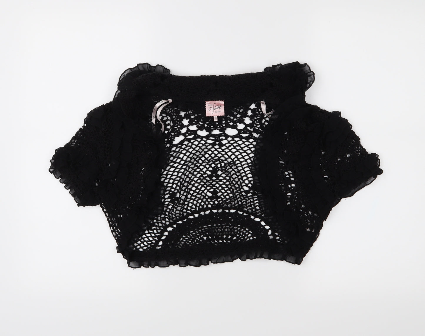 Oasis Womens Black  Crochet Shrug Jumper Size 14