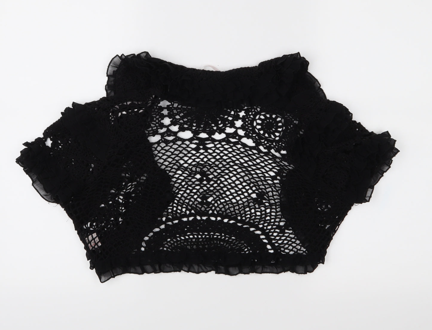 Oasis Womens Black  Crochet Shrug Jumper Size 14