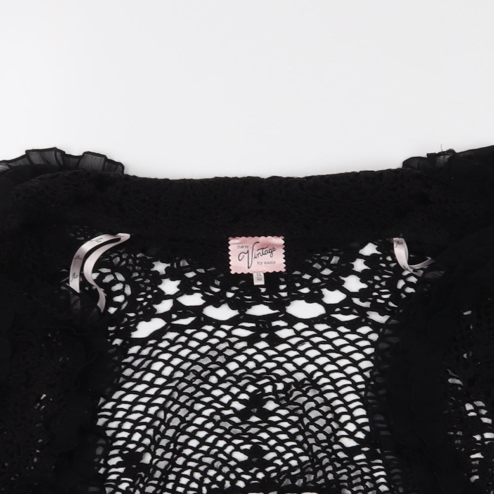 Oasis Womens Black  Crochet Shrug Jumper Size 14