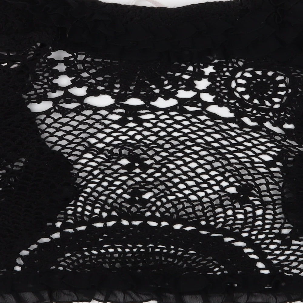 Oasis Womens Black  Crochet Shrug Jumper Size 14