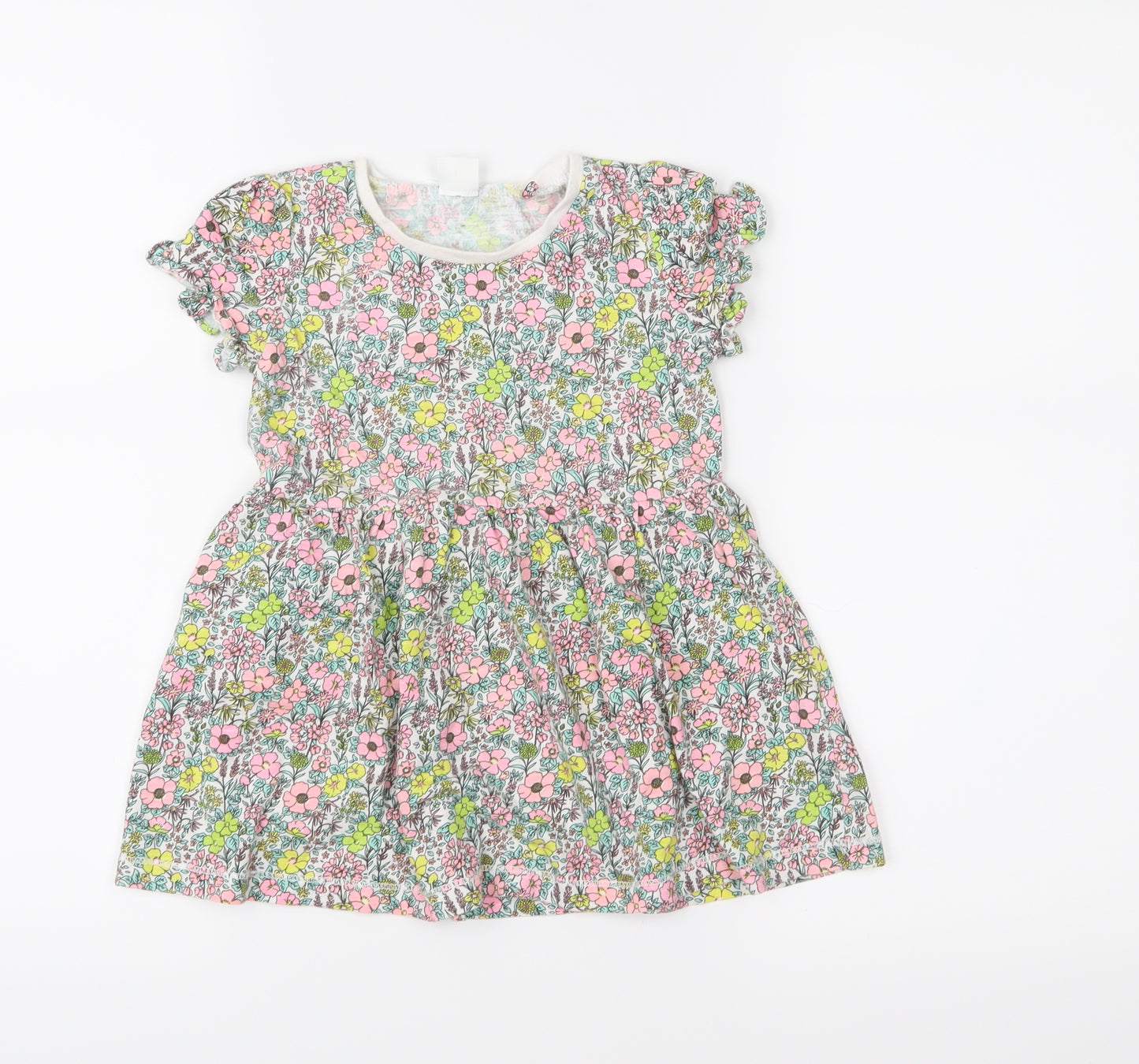 NEXT Girls Green Floral Jersey Fit & Flare  Size 2-3 Years