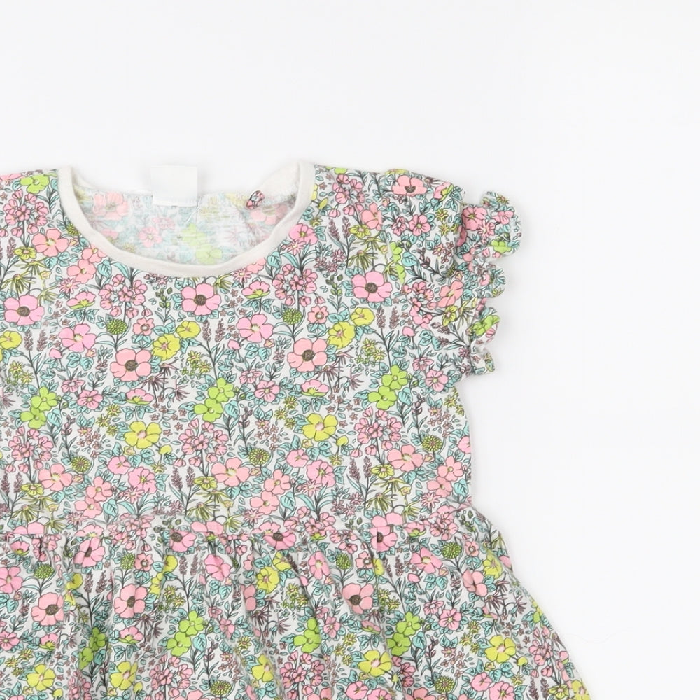 NEXT Girls Green Floral Jersey Fit & Flare  Size 2-3 Years