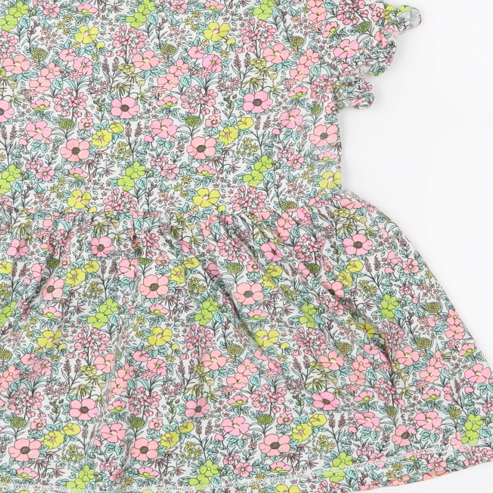 NEXT Girls Green Floral Jersey Fit & Flare  Size 2-3 Years