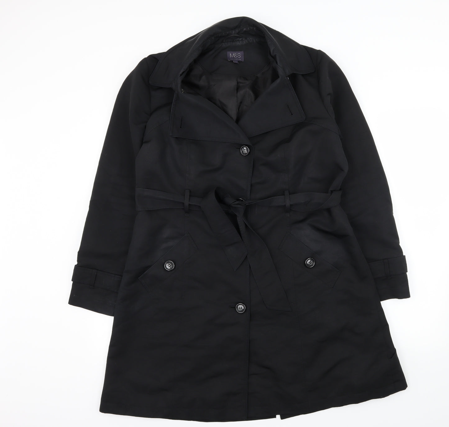 Marks and Spencer Womens Black   Overcoat Coat Size 14