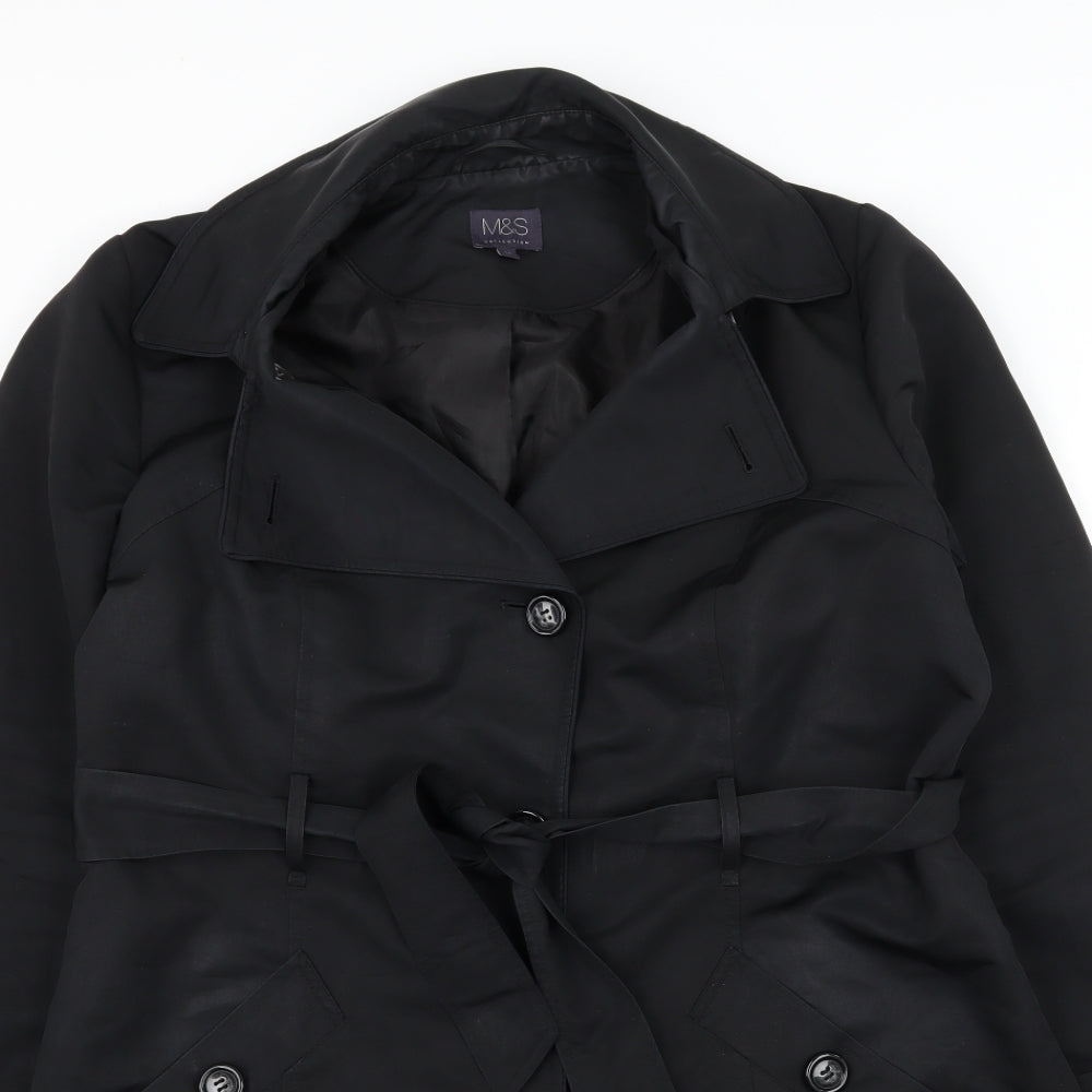 Marks and Spencer Womens Black   Overcoat Coat Size 14