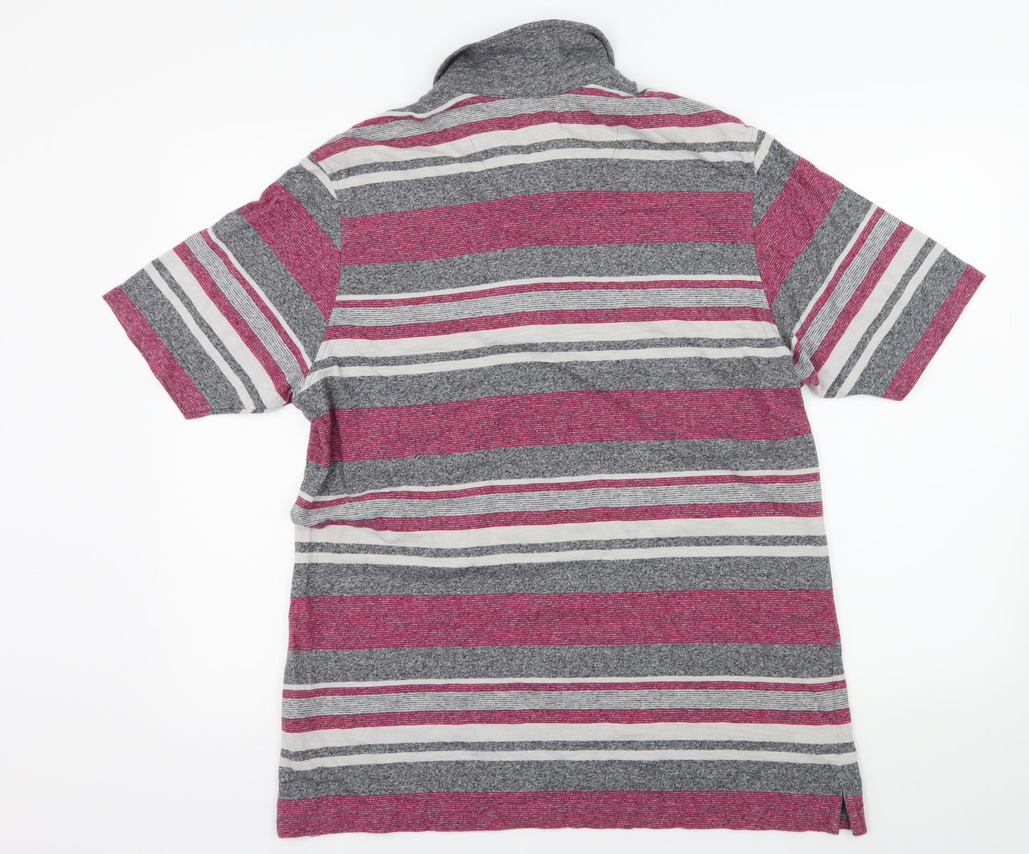 Marks and Spencer Mens Grey Striped Jersey  Polo Size M