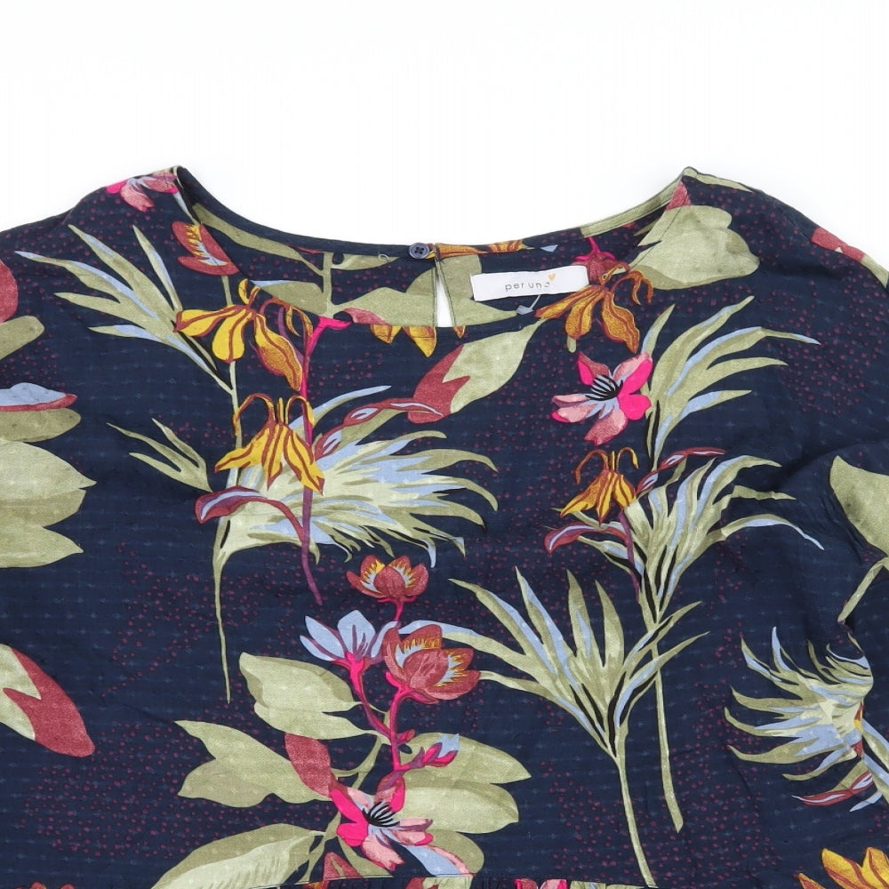 Marks and Spencer Womens Blue Floral  Basic Blouse Size 10