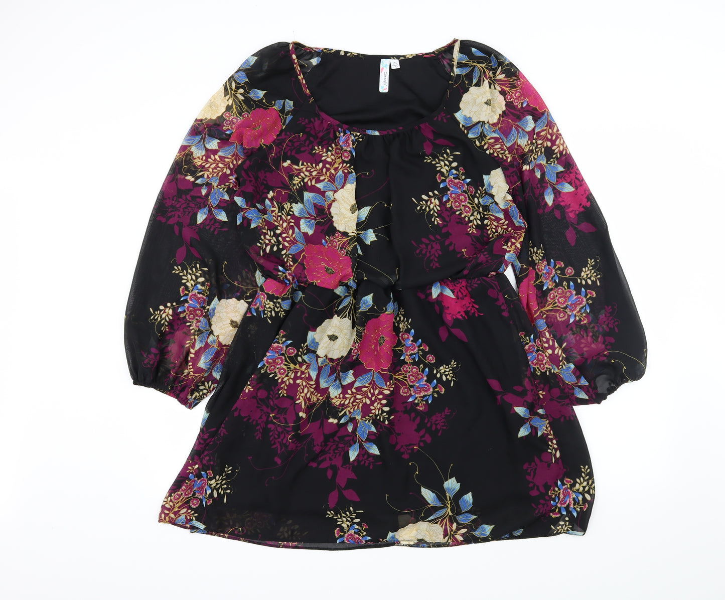 Amaryllis Womens Black Floral  Fit & Flare  Size M