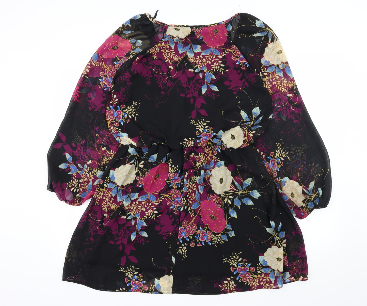 Amaryllis Womens Black Floral  Fit & Flare  Size M
