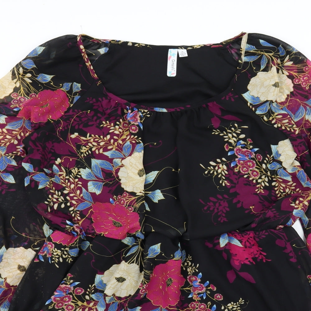 Amaryllis Womens Black Floral  Fit & Flare  Size M