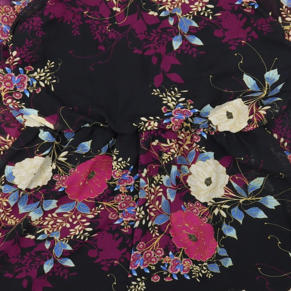 Amaryllis Womens Black Floral  Fit & Flare  Size M
