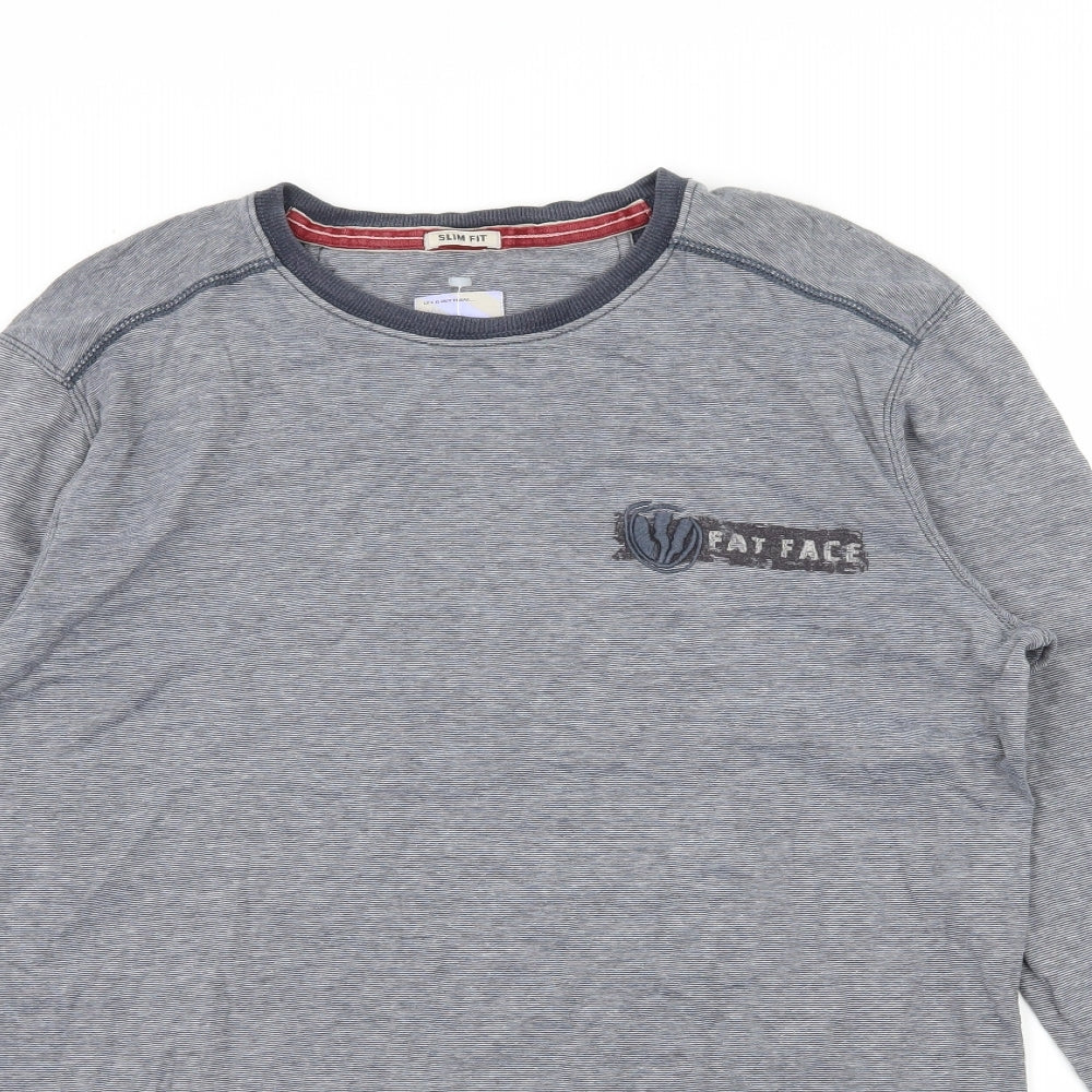 Fat Face Mens Blue Striped Jersey  T-Shirt Size M